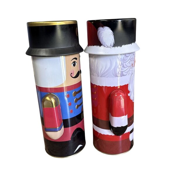 Santa Claus & Soldier Houdini Cookie Holder Tin Christmas Coin Bank 2013 - Picture 2 of 9